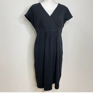 Boden Black Dress V Neck empire waist Short Sleeve Stretch 12